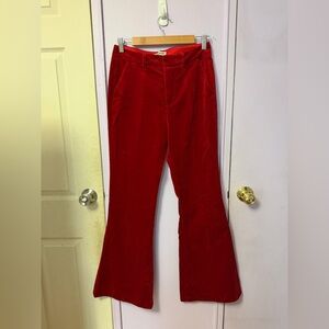 Zadig & Voltaire Red Flared Velvet Pants